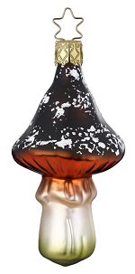 Brown Mushroom<br>Snow Dusted Hanging Ornament